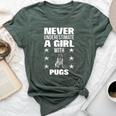 Girls Never Underestimate A Girl With Pugs Bella Canvas T-shirt Heather Forest