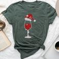Glass Red Wine Santas Hat Xmas Clothes Pjs Outfit Christmas Bella Canvas T-shirt Heather Forest