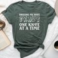 Knife Collector Husband Driving Wife Crazy One Knife At Time Bella Canvas T-shirt Heather Forest