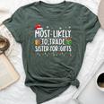 Most Likely To Trade Sister For Family Christmas Bella Canvas T-shirt Heather Forest