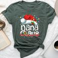 Nana Claus Christmas Lights Santa Hat Pajama Family Matching Bella Canvas T-shirt Heather Forest