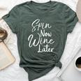 Spin Class Joke Spinning Instructor Spin Now Wine Later Bella Canvas T-shirt Heather Forest