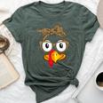 Thanksgiving Turkey Face Leopard Sunglasses Girl Bella Canvas T-shirt Heather Forest