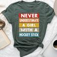 Never Underestimate A Girl With A Hockey Stick Bella Canvas T-shirt Heather Forest