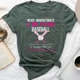 Never Underestimate A Girl Playing Baseball Bella Canvas T-shirt Heather Forest