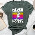 Never Underestimate A Girl Who Plays Hockey Girl Hockey Bella Canvas T-shirt Heather Forest