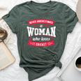 Never Underestimate A Woman Who Loves Cricket Bella Canvas T-shirt Heather Forest