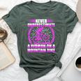 Never Underestimate A Woman On A Mountain Bike Bella Canvas T-shirt Heather Forest