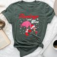 Wine Drinking Flamingo Christmas Bella Canvas T-shirt Heather Forest