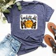Bleached Basketball Mom Messy Bun Player Mom Game Day Vibes Bella Canvas T-shirt Heather Navy
