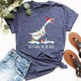Cute Santa Duck Silly Goose On The Loose Christmas Bella Canvas T-shirt Heather Navy
