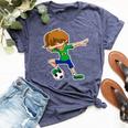 Dabbing Soccer Girl Brazil Brazilian Flag Jersey Bella Canvas T-shirt Heather Navy