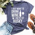 Drink Wine Pet My Husky Dog Owner Dog Lover Siberian Husky Bella Canvas T-shirt Heather Navy