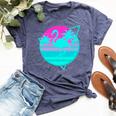 Flamingo In A Vintage 80S Beach With Palms Vaporwave Style Bella Canvas T-shirt Heather Navy