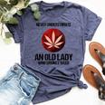 Cannabis Old Lady Smokes Weed Stoner Grandma Bella Canvas T-shirt Heather Navy
