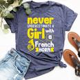 Never Underestimate A Girl With A French Horn Bella Canvas T-shirt Heather Navy