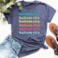 Haltom City Texas Tx Colorful Repeating Text Bella Canvas T-shirt Heather Navy
