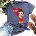 Laos Lao Laotian Proud Flag Traditional Dress Lao Sinh Girl Bella Canvas T-shirt Heather Navy