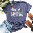 Most Likely To Trade Sister For Family Christmas Bella Canvas T-shirt Heather Navy