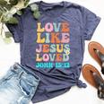 Love Like Jesus Loved John 15 12 Groovy Christian Bella Canvas T-shirt Heather Navy