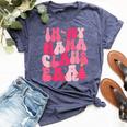 In My Mama Claus Era Groovy Christmas Mama Claus Bella Canvas T-shirt Heather Navy