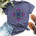 Mandala Stained Glass Graphic With Bright Rainbow Of Colors Bella Canvas T-shirt Heather Navy