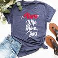 Nurse Wife Mom Boss Retro Nurse Sayings Quotes Nursing Bella Canvas T-shirt Heather Navy