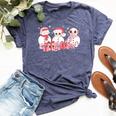 Pink Christmas Snowman Groovy Chillin With My Snowmies Pjs Bella Canvas T-shirt Heather Navy