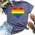 Pride Heart Novelty Pride Rainbow Heart Bella Canvas T-shirt Heather Navy