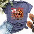 Save A Turkey Eat Pizza Autumn Thanksgiving Groovy Bella Canvas T-shirt Heather Navy