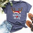 Sister Deer Family Matching Christmas Reindeer Party Bella Canvas T-shirt Heather Navy