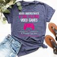 Never Underestimate A Girl Playing Video Games Bella Canvas T-shirt Heather Navy