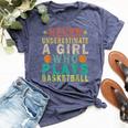 Never Underestimate A Girl Who Plays Basketball Retro Bella Canvas T-shirt Heather Navy