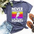 Never Underestimate A Girl Who Plays Hockey Girl Hockey Bella Canvas T-shirt Heather Navy