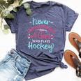 Never Underestimate A Girl Who Plays Hockey Vintage Bella Canvas T-shirt Heather Navy