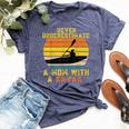 Never Underestimate A Mom With A Kayak Vintage Kayaking Bella Canvas T-shirt Heather Navy
