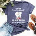 Never Underestimate An Old Woman With American Eskimo Bella Canvas T-shirt Heather Navy