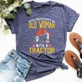 Never Underestimate An Old Woman With A Tractor Bella Canvas T-shirt Heather Navy