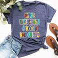Never Underestimate A Woman Who Quilts Patchwork Letters Bella Canvas T-shirt Heather Navy