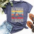 Vintage Never Underestimate An Old Woman Who Loves Ferrets Bella Canvas T-shirt Heather Navy