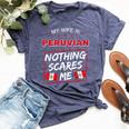 My Wife Is Peruvian Republic Of Peru Heritage Roots Flag Bella Canvas T-shirt Heather Navy