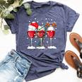 Wine Christmas Santa Hat Xmas Lights Reindeer Antlers Bella Canvas T-shirt Heather Navy