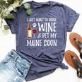 Wine And Maine Coon Cat Mom Or Cat Dad Idea Bella Canvas T-shirt Heather Navy