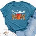 Basketball Mom Leopard Messy Bun Game Day Bella Canvas T-shirt Heather Deep Teal