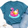 Christmas In July Santa Relaxing On A Flamingo Float Bella Canvas T-shirt Heather Deep Teal