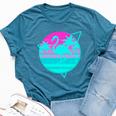Flamingo In A Vintage 80S Beach With Palms Vaporwave Style Bella Canvas T-shirt Heather Deep Teal