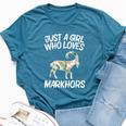 Just A Girl Who Loves Markhors For Goat Kid Ibex Bella Canvas T-shirt Heather Deep Teal