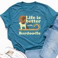 Life Better Bordoodle Vintage Dog Mom Dad Bella Canvas T-shirt Heather Deep Teal