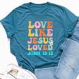 Love Like Jesus Loved John 15 12 Groovy Christian Bella Canvas T-shirt Heather Deep Teal