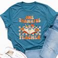 Retro One Thankful Teacher Pumpkin Spice Thanksgiving Fall Bella Canvas T-shirt Heather Deep Teal